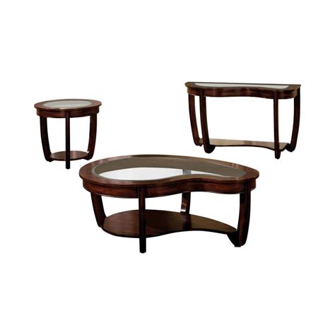 Furniture Of America Lepita 3 Piece 51 In Dark Cherry Specialty Glass Coffee Table Set With