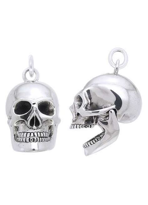 Skull Sterling Silver Pendant With Movable Jaw Gothic Skull Jewelry