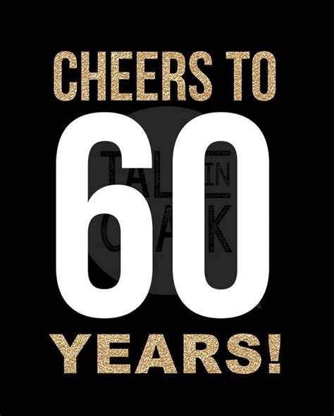 60th Birthday Printable Black And Gold Sign Pack 60th Etsy