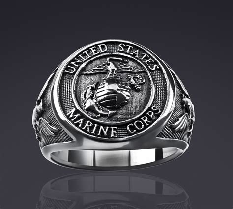 Usmc Ring Silver 925 United States Marine Corps Military Veteran Navy