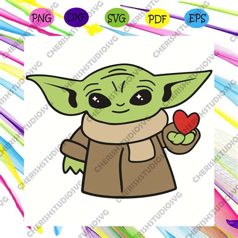 Baby Yoda Holds Heart Svg Valentine Svg Baby Yoda Svg Star War Svg