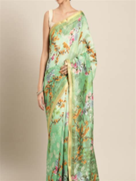 Buy Satrani Green Printed Art Silk Saree Sarees For Women 9038843 Myntra
