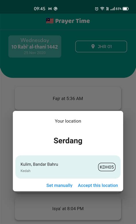 26 mei 2021 , 14 syawal 1442h. Wrong Serdang location · Issue #28 · iqfareez/App-Waktu ...