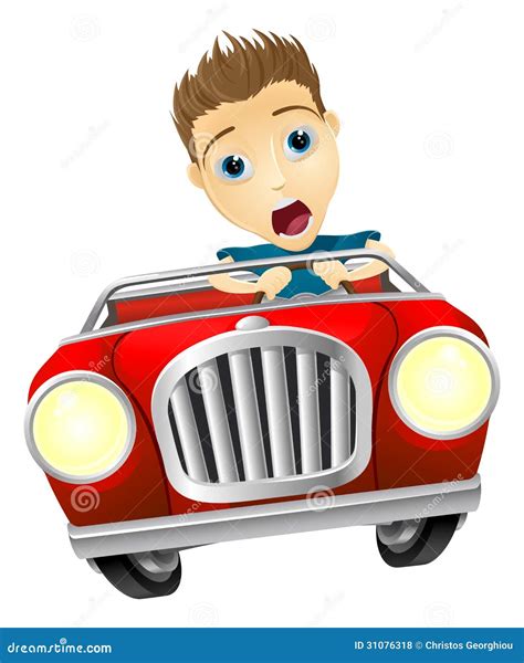 Cartoon Man Driving Fast Car Stock Vector Illustration Of Clipart