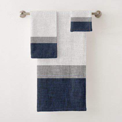 Shop for navy blue bath towel online at target. Navy Blue Grey White Bold Stripe Crosshatch Bath Towel Set ...
