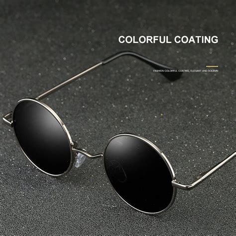 polarized vintage retro round sunglasses men women metal frame driving sun glasses brand