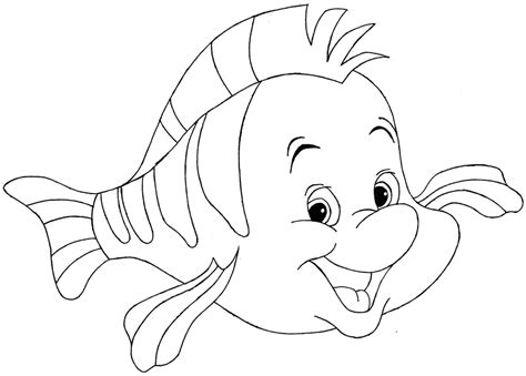 Flounder Disneys The Little Mermaid Line Art Art Drawings The