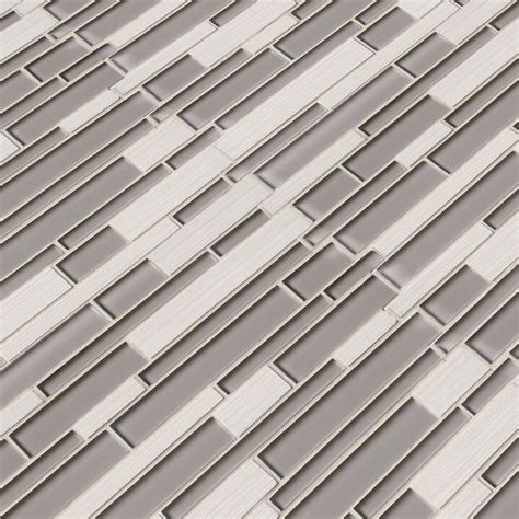Porcelain floor and wall tile combines a glazed top with a medium sheen and subtle gray/black variations in tone to create a perfect look for a variety of decorative schemes. Metro Glacier Blend Interlocking Porcelain Glass Mosaic ...