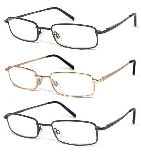 1 or 3 pair rectangular metal frame full lens reading glasses power up to 6 00 ebay
