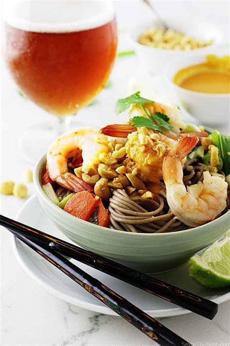 Soba Noodles, Shrimp and Spicy Peanut Sauce - Savor the Best