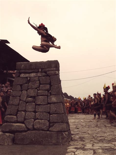 The Traditional Stone Jumping Lompat Batu In Southern Nias In The Village Bawoemataluo Hill