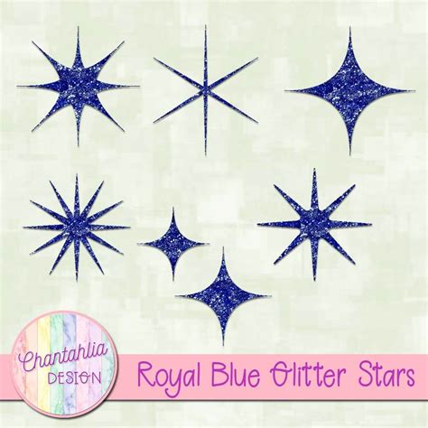 Free Glitter Stars Design Elements In Royal Blue
