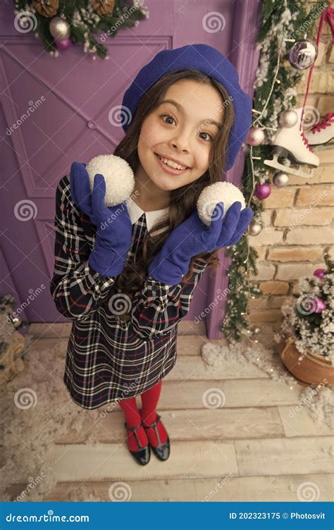 Christmas Party Cheerful Girl Having Fun Christmas Eve Child Believe