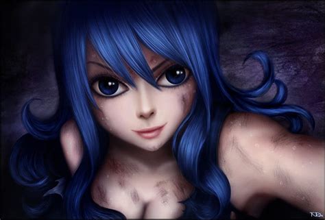 Juvia Loxar Big Blue Eyes Anime Blue Hair Fairy Tail Hd Wallpaper