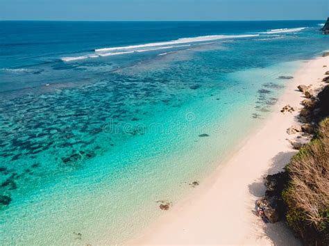 Aerial View Of Tropical Beach With Turquoise Ocean In Bali Indonesia