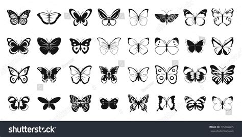 Butterfly Icon Set Simple Set Of Butterfly Vector Icons For Web Design