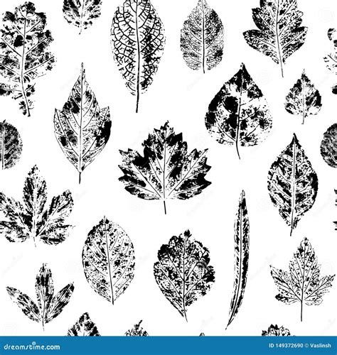 Seamless Pattern Of Leaf Stamps Stock Vector Illustration Of Graphic