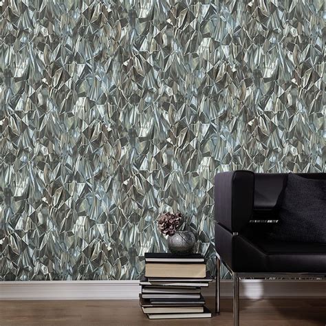 3d Effect Crushed Crystal Geometric Modern Wallpaper Paste The Wall