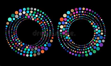 Halftone Dots In Circles With Random Color Abstract Shiny Background
