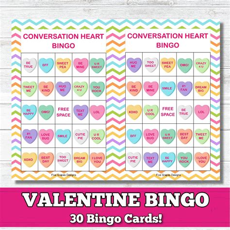 Valentine Bingo Kids Valentines Day Party Games Printable Etsy
