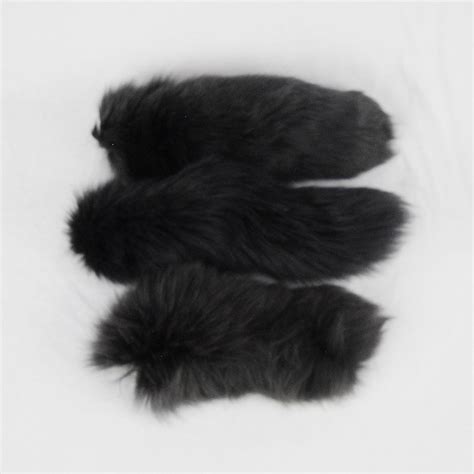 9 11 Charcoal Fox Tails Real Fur Keychain Etsy