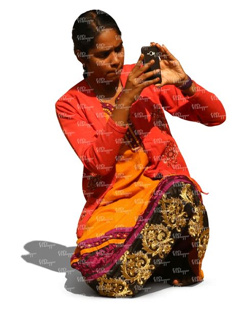 Indian Woman Kneeling And Taking A Picture Vishopper
