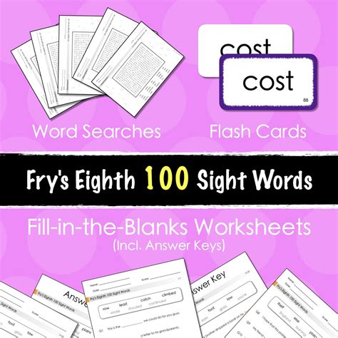 Frys Second 100 Sight Words Fill In The Blanks Worksheets More