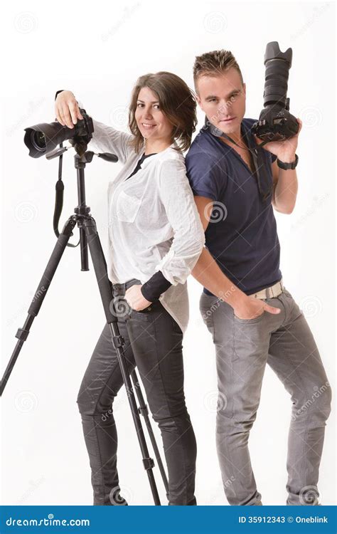 Photographer Team Stock Image Image Of Optical Couple 35912343