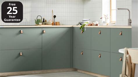 BODARP Grey-green Kitchen | Green kitchen, Green kitchen cabinets, Ikea ...
