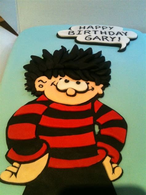 Dennis The Menace Birthday Cake With Gnasher And Pea Shooter Detail
