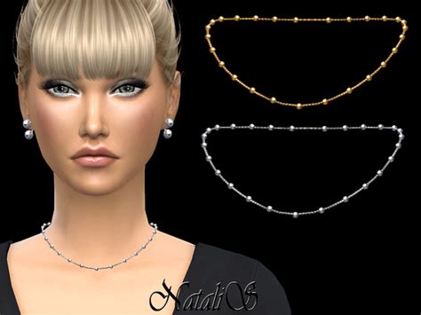 Multi Beads Station Short Necklace By Natalis Sims 4 Jewelry
