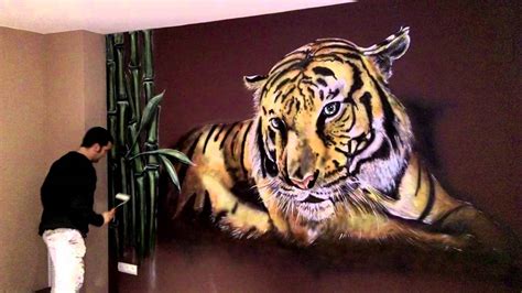 Mural Pintado Tigre Youtube
