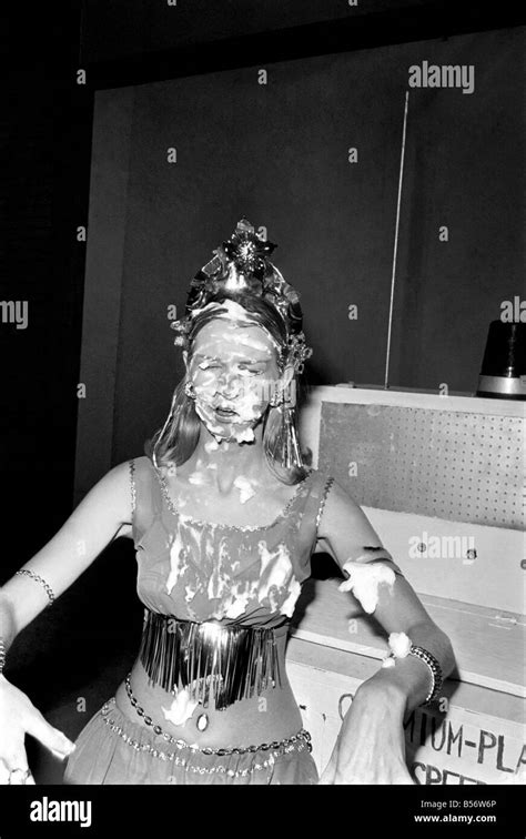 Sara Wade Covered In Cream After Custard Pies Had Been Thrown At Her