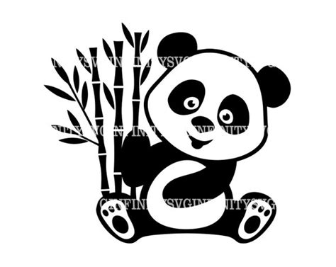 Panda With Bamboo Svg Bamboo Bear Svg Panda Clipart Panda Etsy