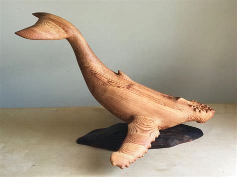 Hand Carved Wood Large Humpback Whale Unique Artsculpturedecor