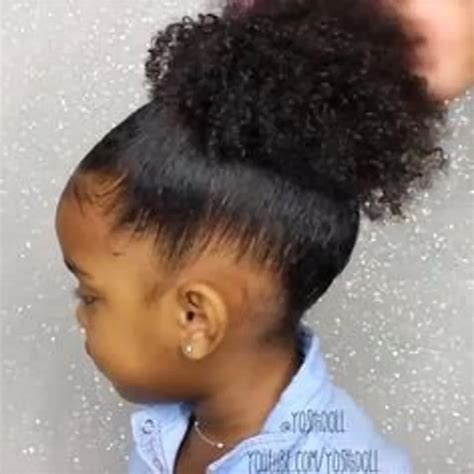 Pretty Black Hairpieces For Kids Short High Afro Kinky Curly Ponytail