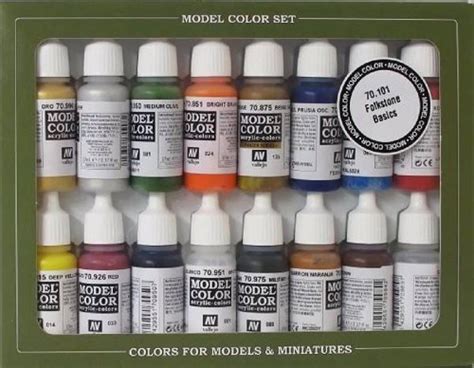Acrylicos Vallejo Model Color Paint Set Folkstone Basic Colors
