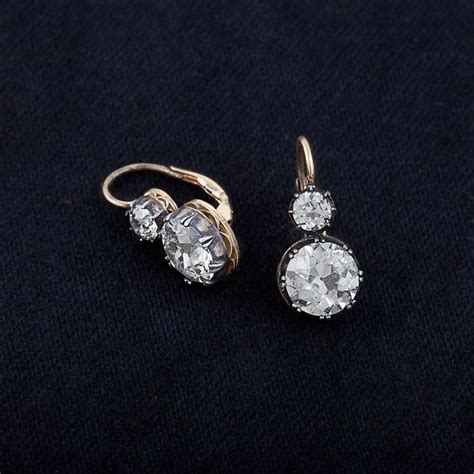 Diamond Gold And Silver 2 Stone Earrings Diamondearrings