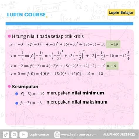 Contoh Soal Nilai Maksimum Dan Minimum Pada Interval Tertutup LUPIN