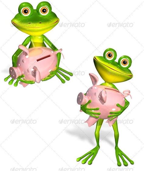 Green Frog With Piggy Bank Frog Frog Art Green Frog
