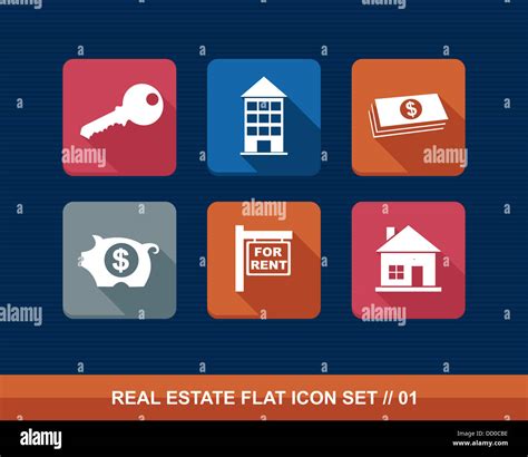 Colorful Real Estate Business Elements Flat Icon Set Vector File