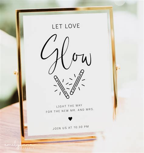 Let Love Glow Wedding Sign Template Minimalist Glow Stick Etsy Canada