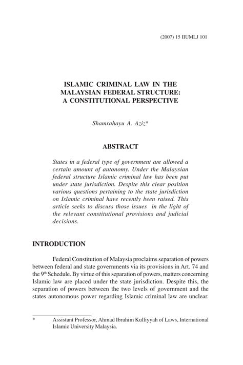 Malaysian judiciary search  official website of the malaysian judiciary. (PDF) ISLAMIC CRIMINAL LAW IN THE MALAYSIAN FEDERAL ...