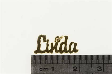 14k Linda Cursive Name Letter Personalized Yellow Gold Charmpendant