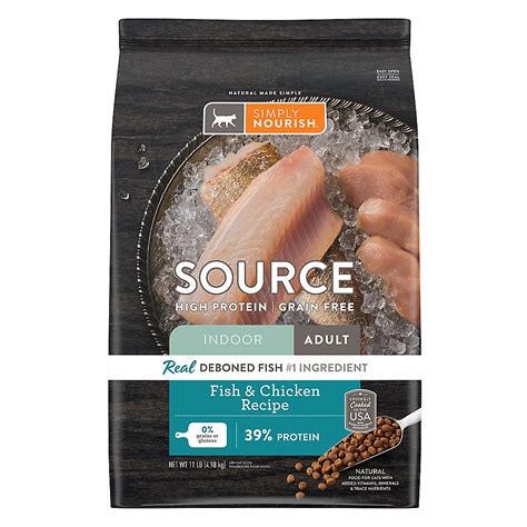 Simply Nourish Source Indoor Cat Dry Food Fish Chicken Natural High Protein Grain Free