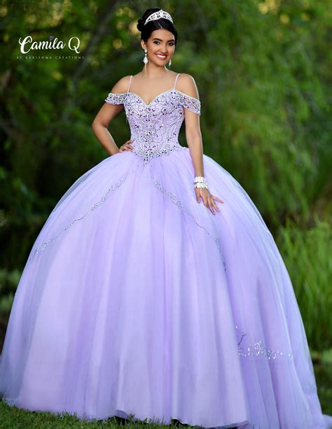 embellished cold shoulder quinceaÑera dress by camila q q18010 lavender quinceanera dresses