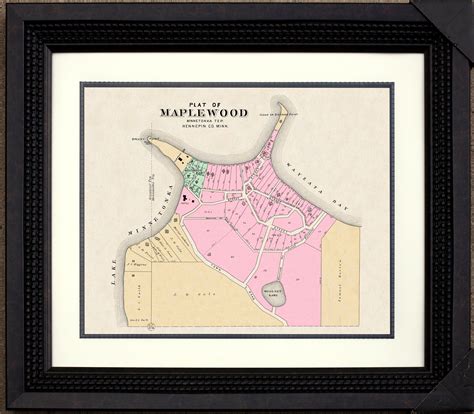 Framed 1898 Maplewood Woodland Map Color Print