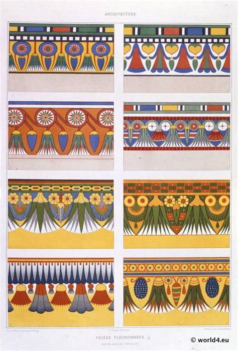 vintage inspiration Ägyptische ornamente farbige illustrationen egypt art ancient egyptian