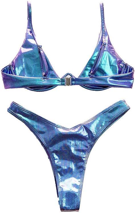 Amazon Com Grace Nora Women S Piece Sexy Bikini Set Sling Wire Padded Back Buckle Bra