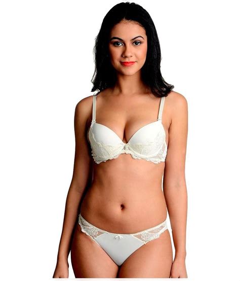 Buy La Zoya White Poly Satin Bra And Panty Sets Online At Best Prices In